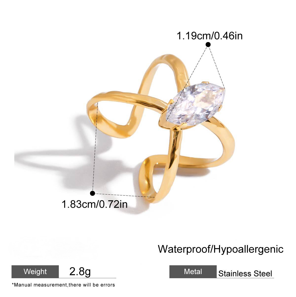 Stainless Steel Design Cubic Zirconia Ring Combination