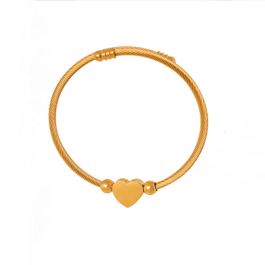 Stainless Steel Heart Shaped Wire Textured Bracelet