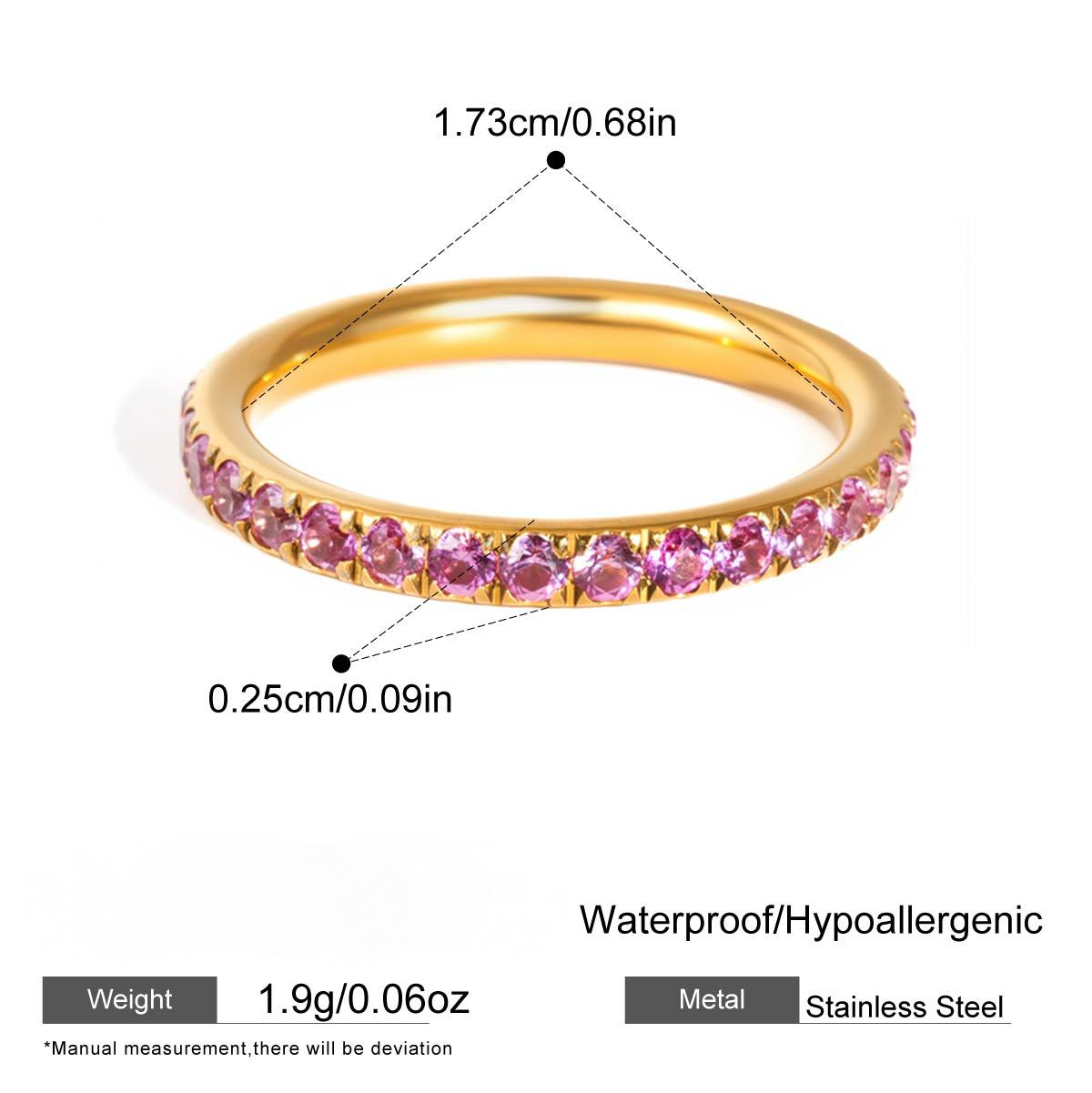 Stainless Steel Full Circle A-Grade Cubic Zirconia Ring