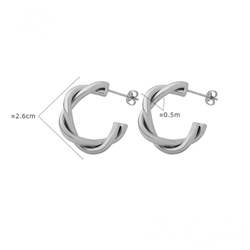 Hollow Textured Hoop Stainless Steel Earrings