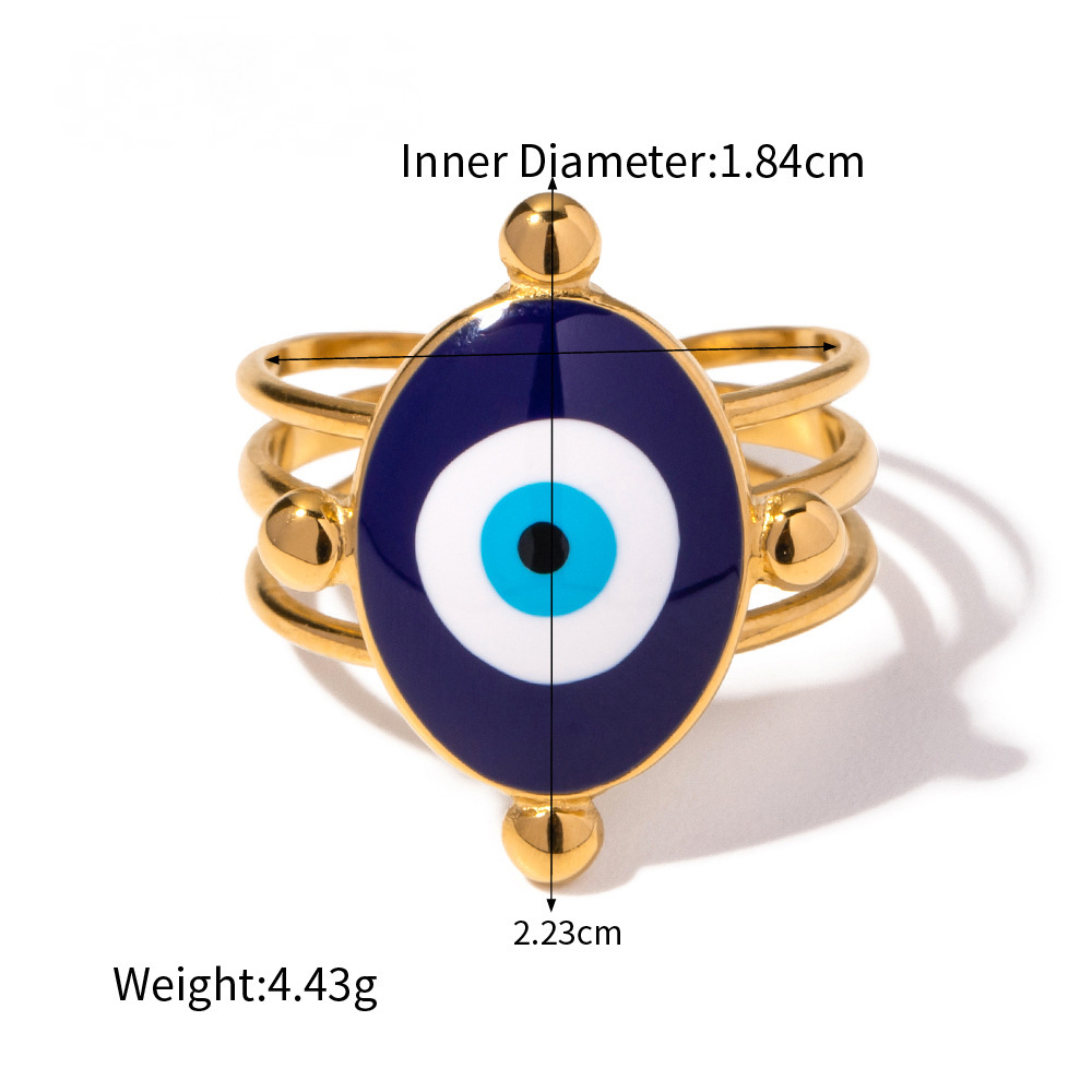 Stainless Steel Blue Color Natural Stone Ring Collection