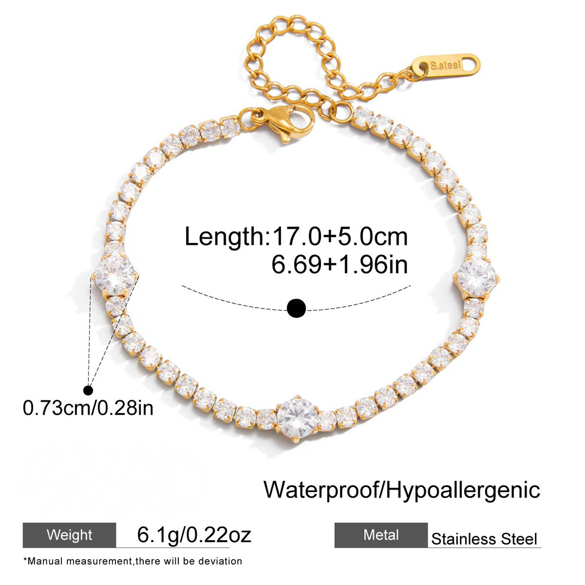 Stainless Steel Flashing Cubic Zirconia Bracelet
