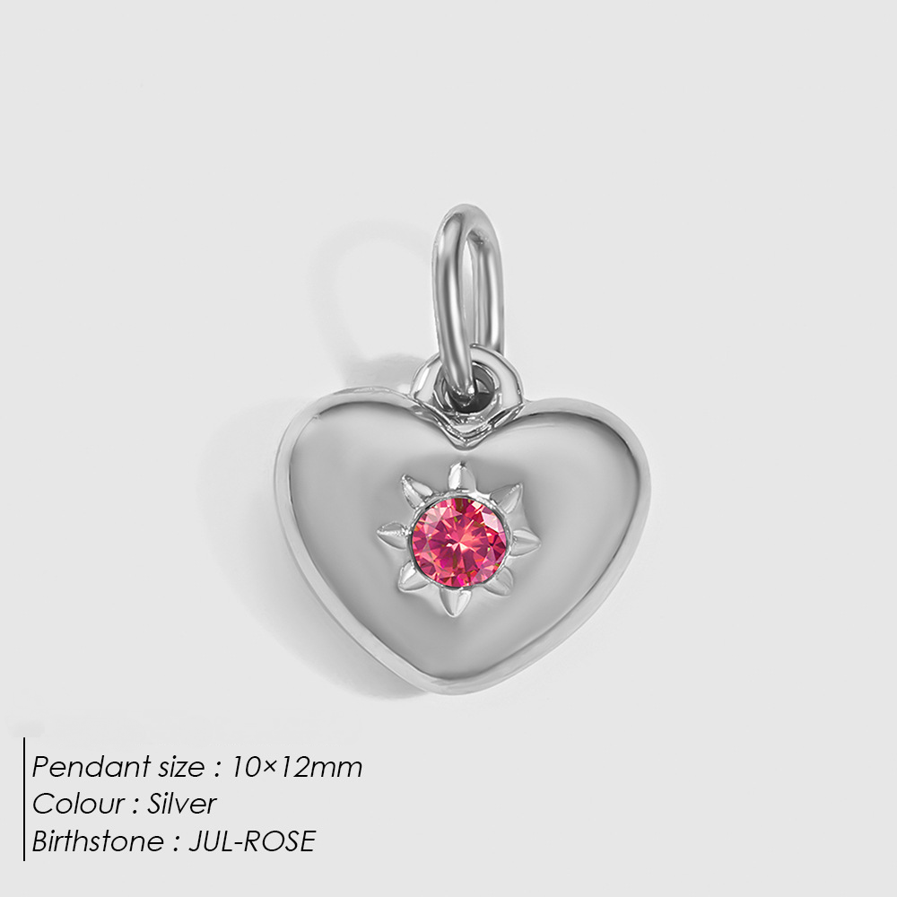 Stainless Steel Rhinestone Heart Pendant
