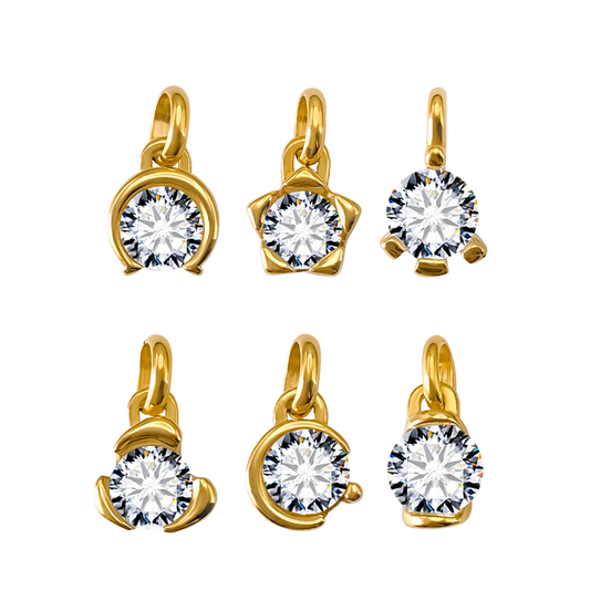 Stainless Steel Moon Star Cubic Zirconia Pendant