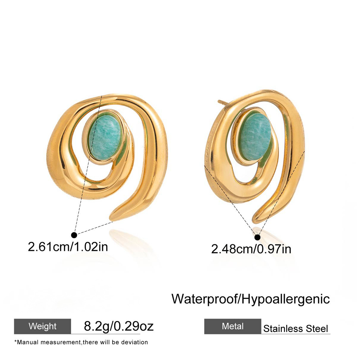 Stainless Steel Tianhe Stone Earrings Necklace Jewelry Set