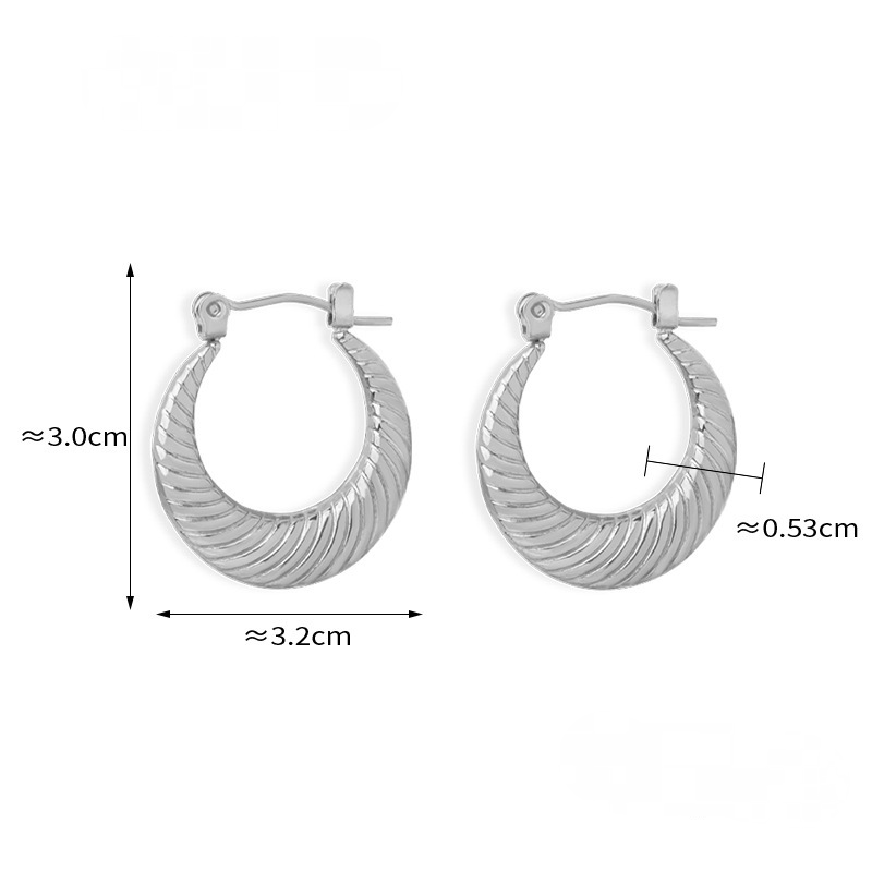 Stainless Steel Geometric Star Texture Hoop Earrings