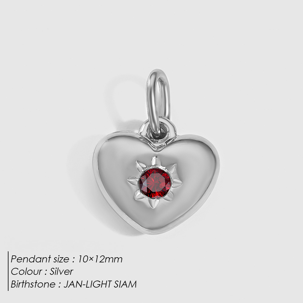 Stainless Steel Rhinestone Heart Pendant