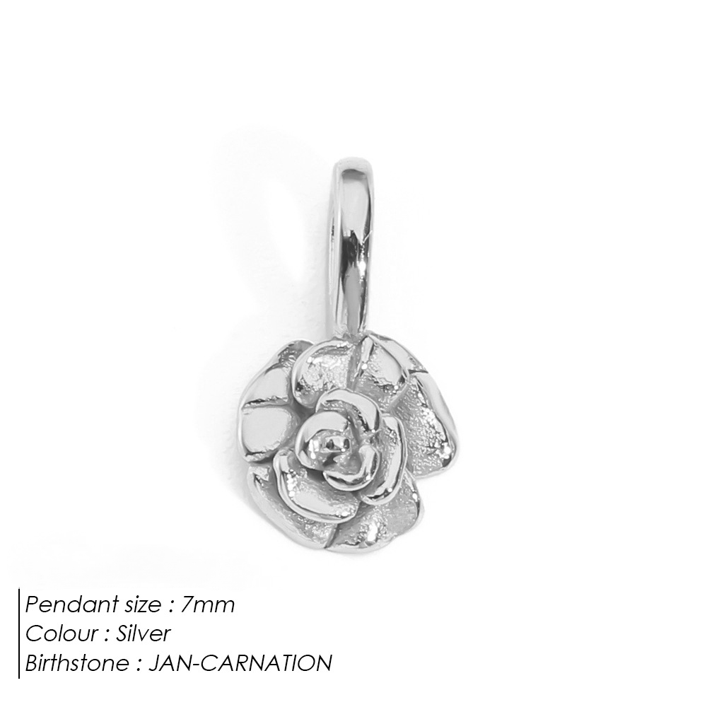 Stainless Steel Birthday Three-dimensional Flower Pendant