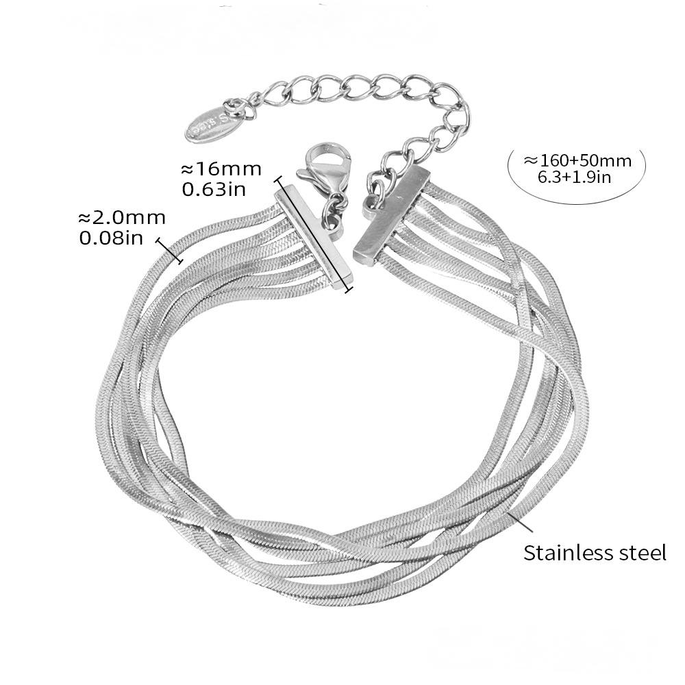 Stainless Steel Multi-layered Snake Chain Bracelet