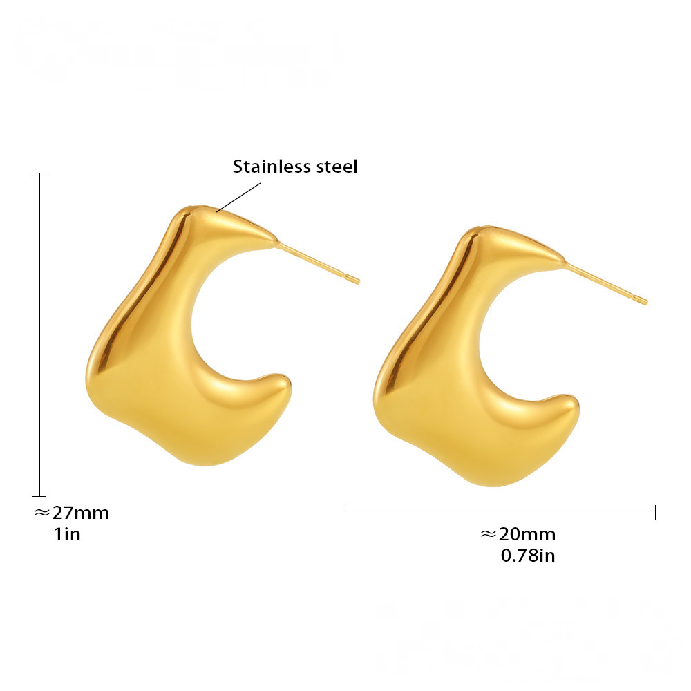 Stainless Steel Irregular Texture Women's Hoop Earrings