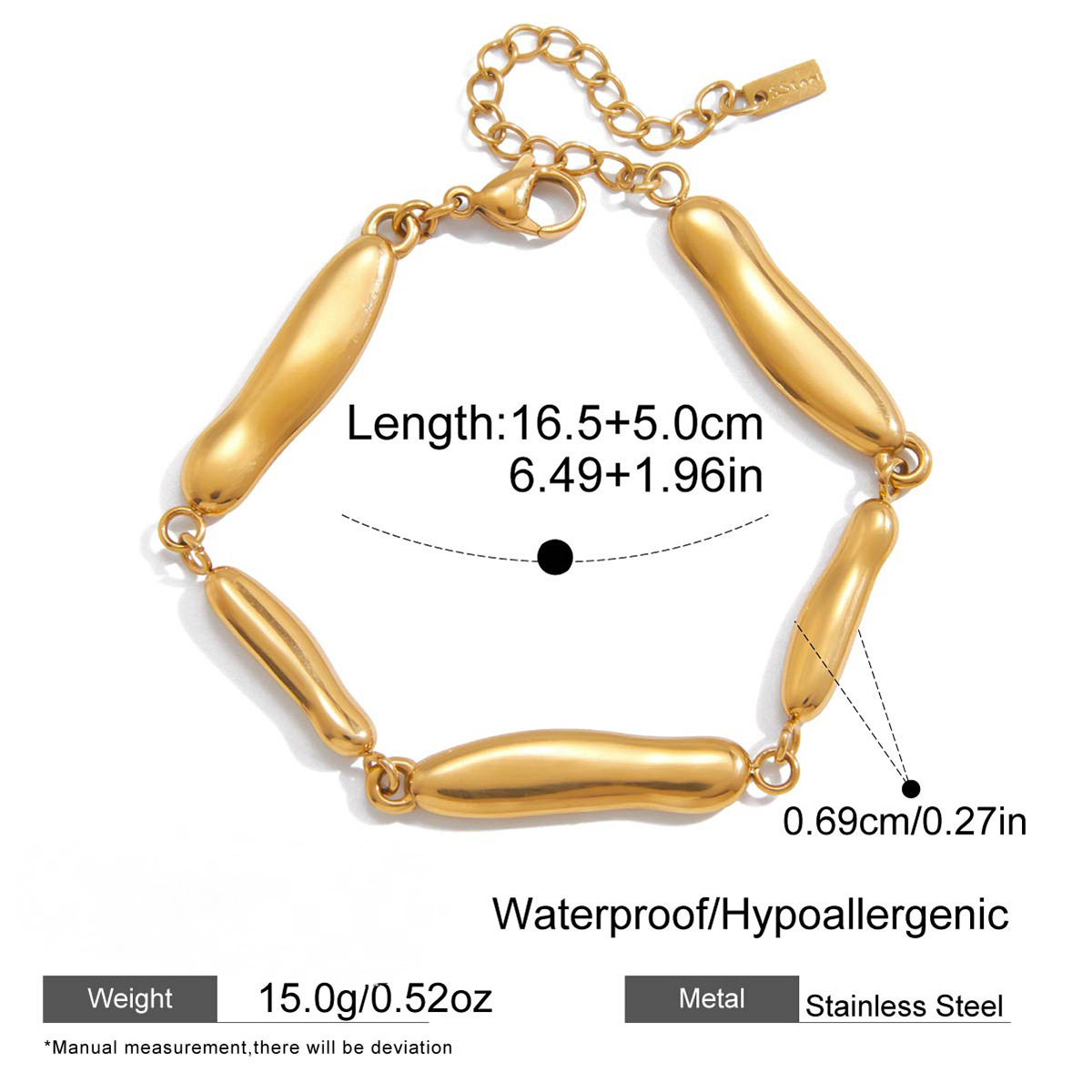 Stainless Steel 18K Gold PVD Geometry Bracelet