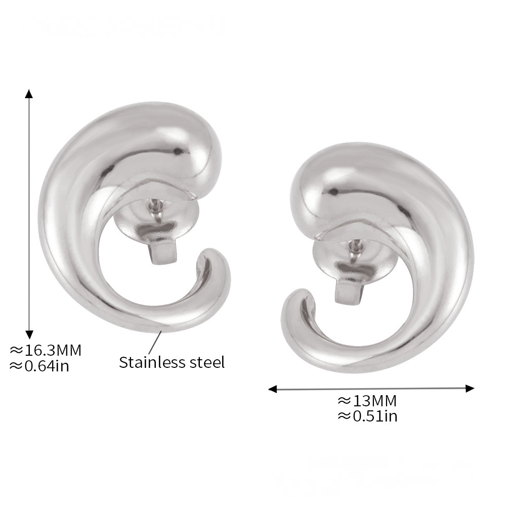 Stainless Steel Simple Curved Water Drop Earrings