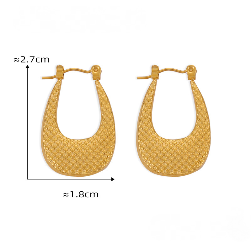 Stainless Steel Geometric Texture 18K Gold PVD Hoop Earrings