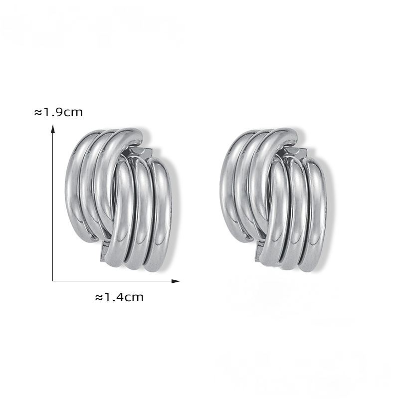 Half Ring Stitching Stainless Steel Stud Earrings