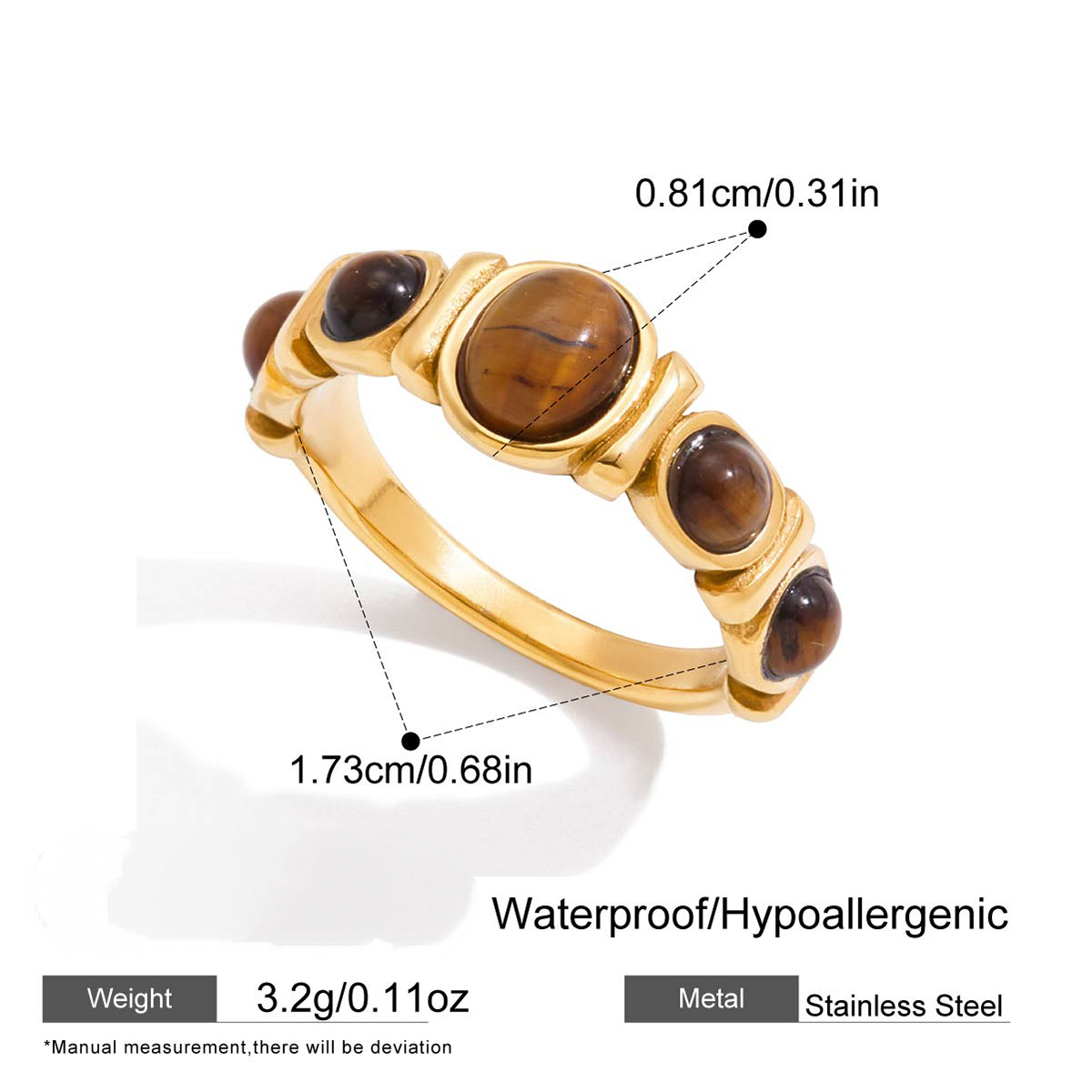 Stainless Steel Tiger's Eye Ring