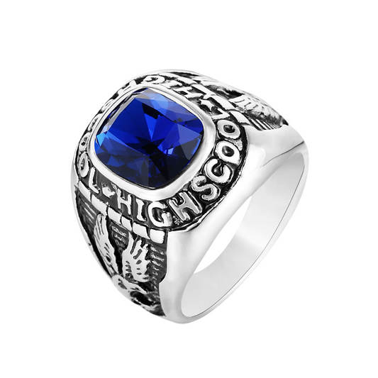 Vintage Men's Stainless Steel Gemstone Ring