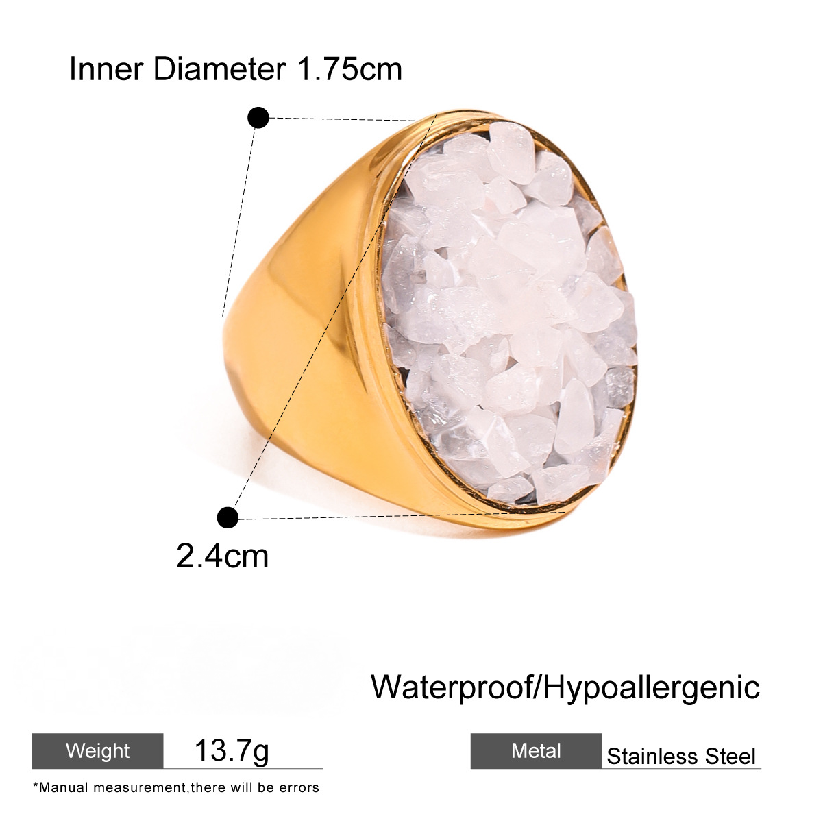 Stainless Steel Natural Stone Gravel Ring Collection