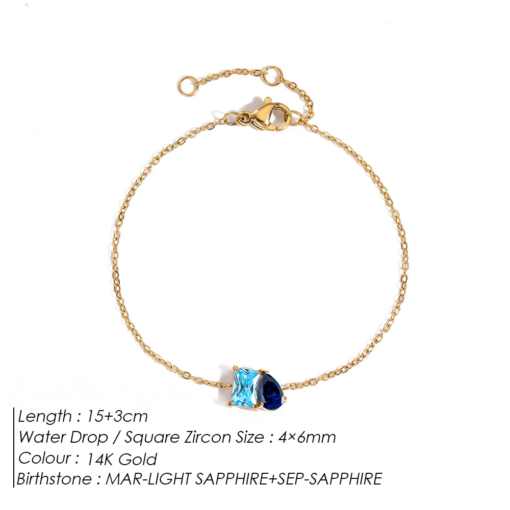 Stainless Steel Birthday Stone Bracelet
