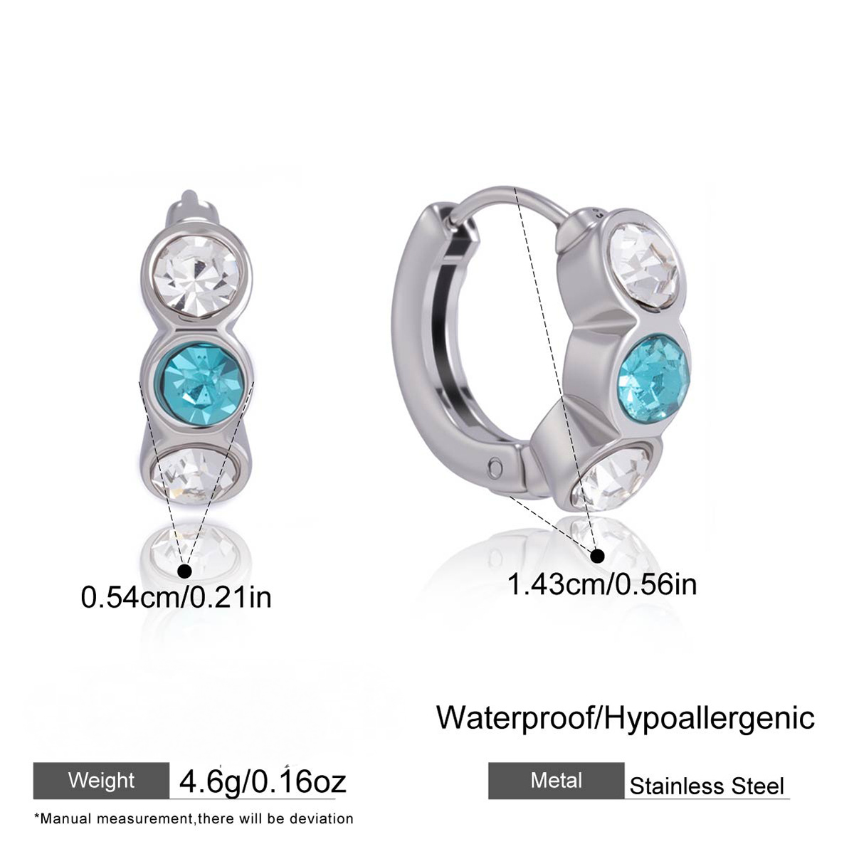 Stainless Steel Rainbow CZ Huggie Earrings
