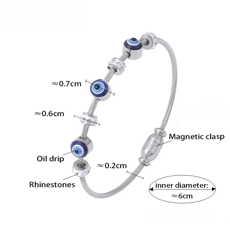 Evil Eye Oil Drop Vintage Bangle Bracelet