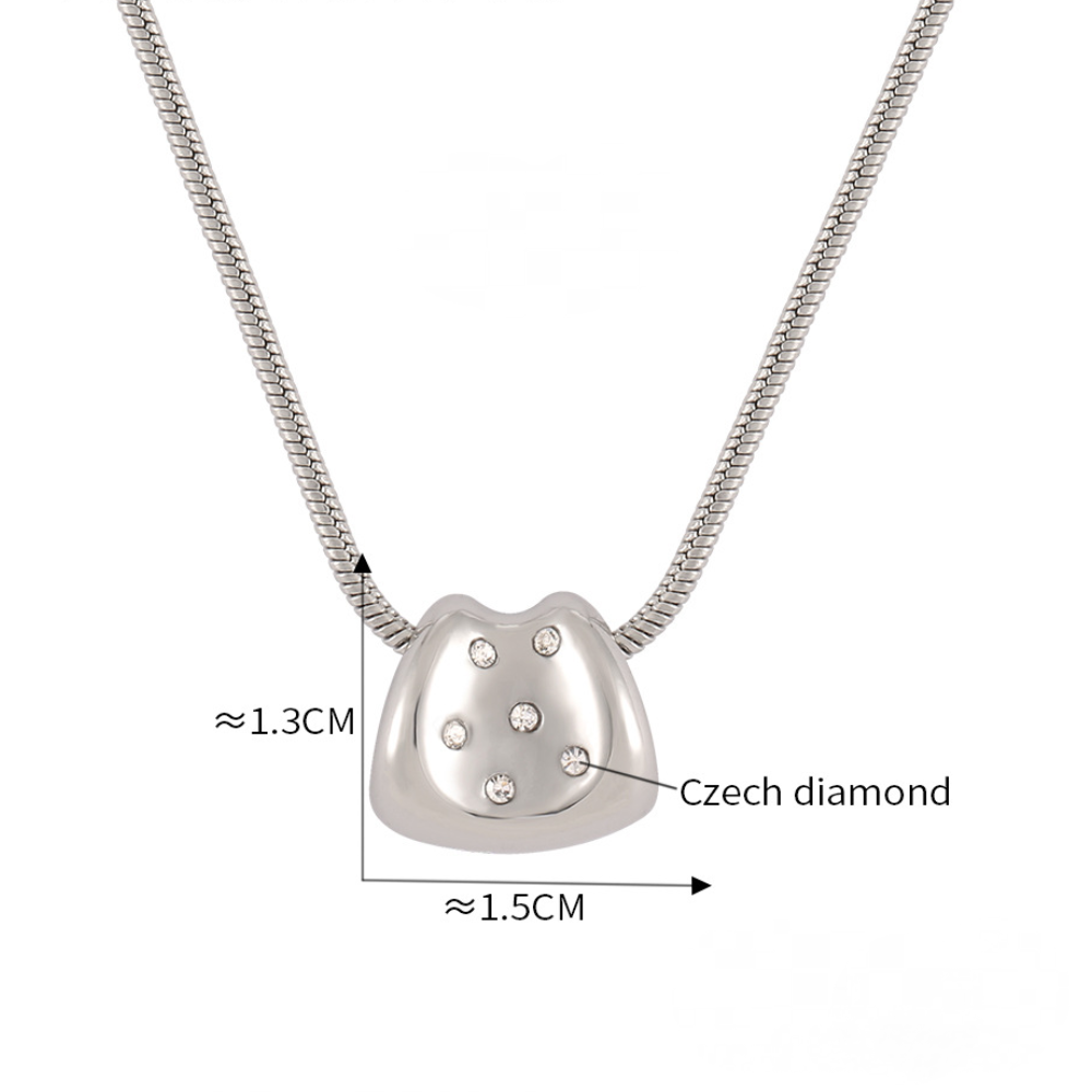 Stainless Steel Snake Chain Irregular Pendant Inlay Cubic Zirconia Necklace