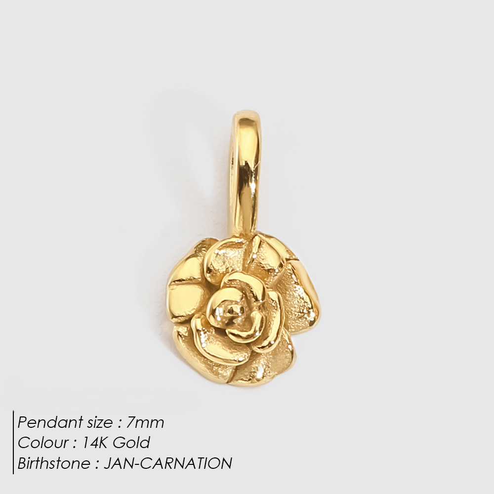 Stainless Steel Birthday Three-dimensional Flower Pendant
