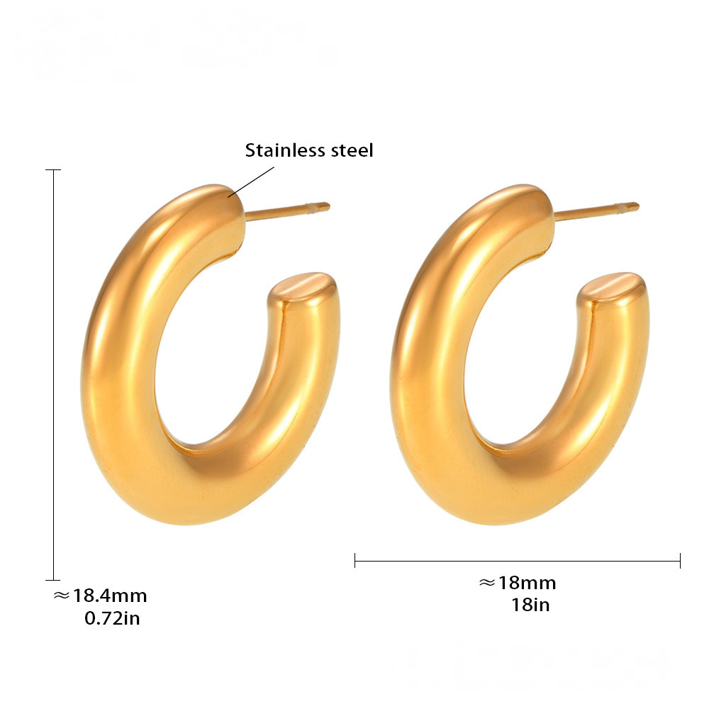Stainless Steel Minimalist Polished Hoop Earrings