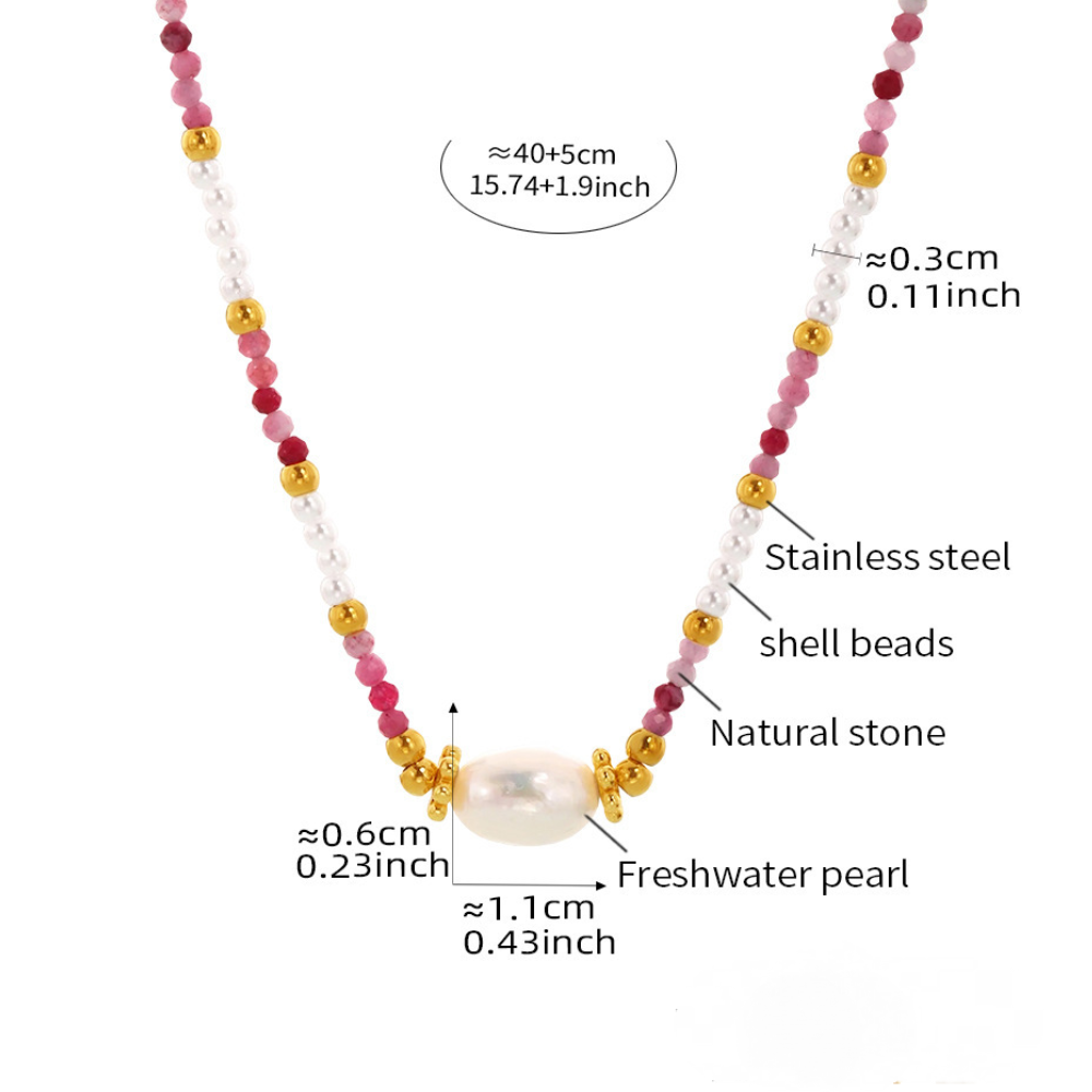 Stainless Steel Freshwater Pearl Pendant Beaded Necklace
