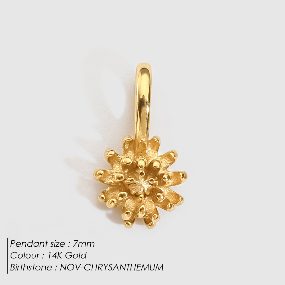 Stainless Steel Birthday Three-dimensional Flower Pendant