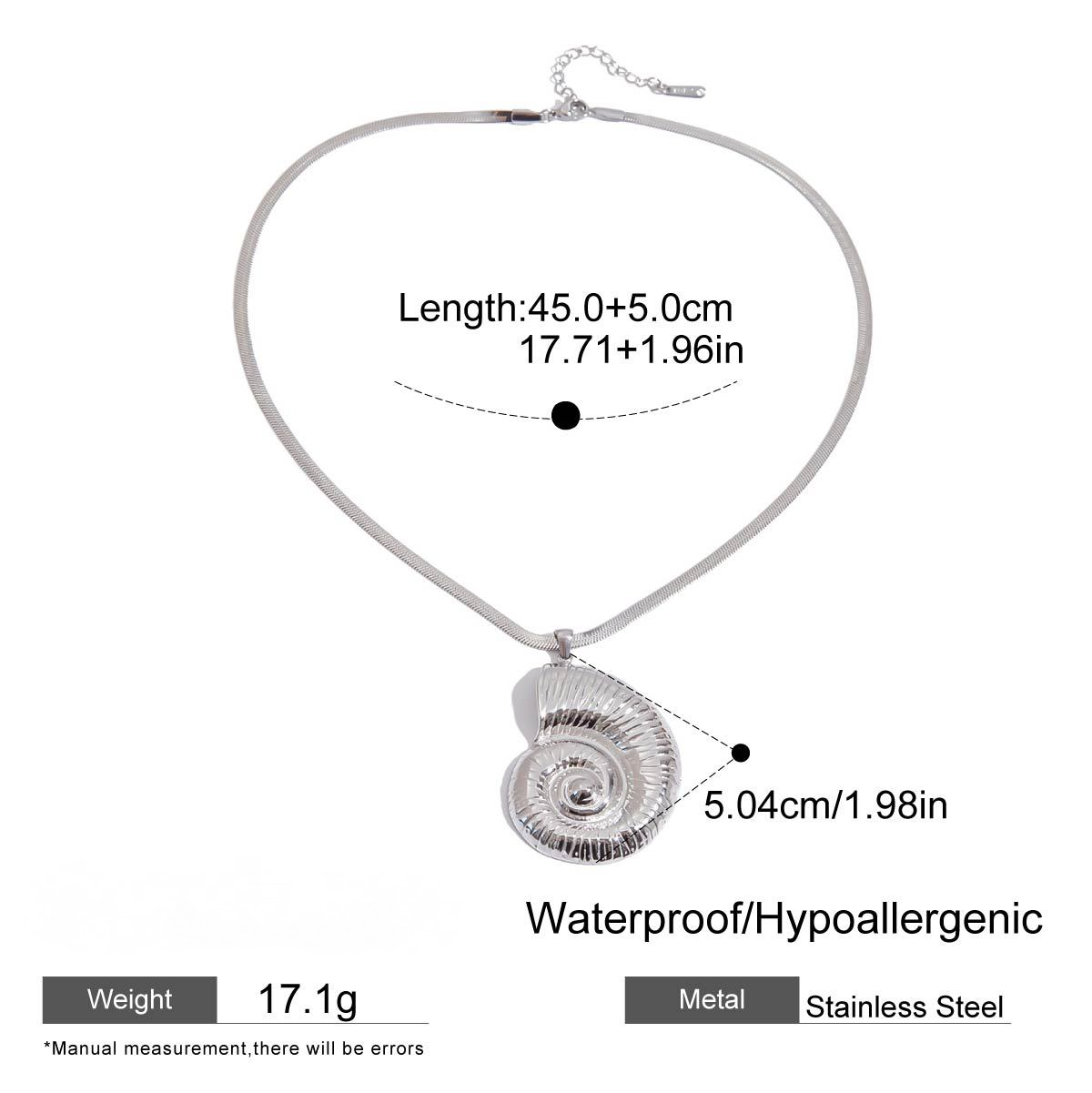 Stainless Steel Conch Pendant Snake Chain Necklace