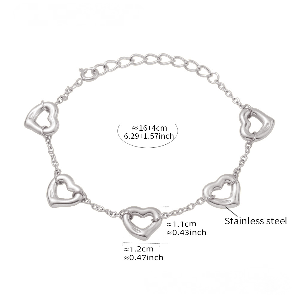18K Gold PVD Stainless Steel Heart Shape Welded Bracelet