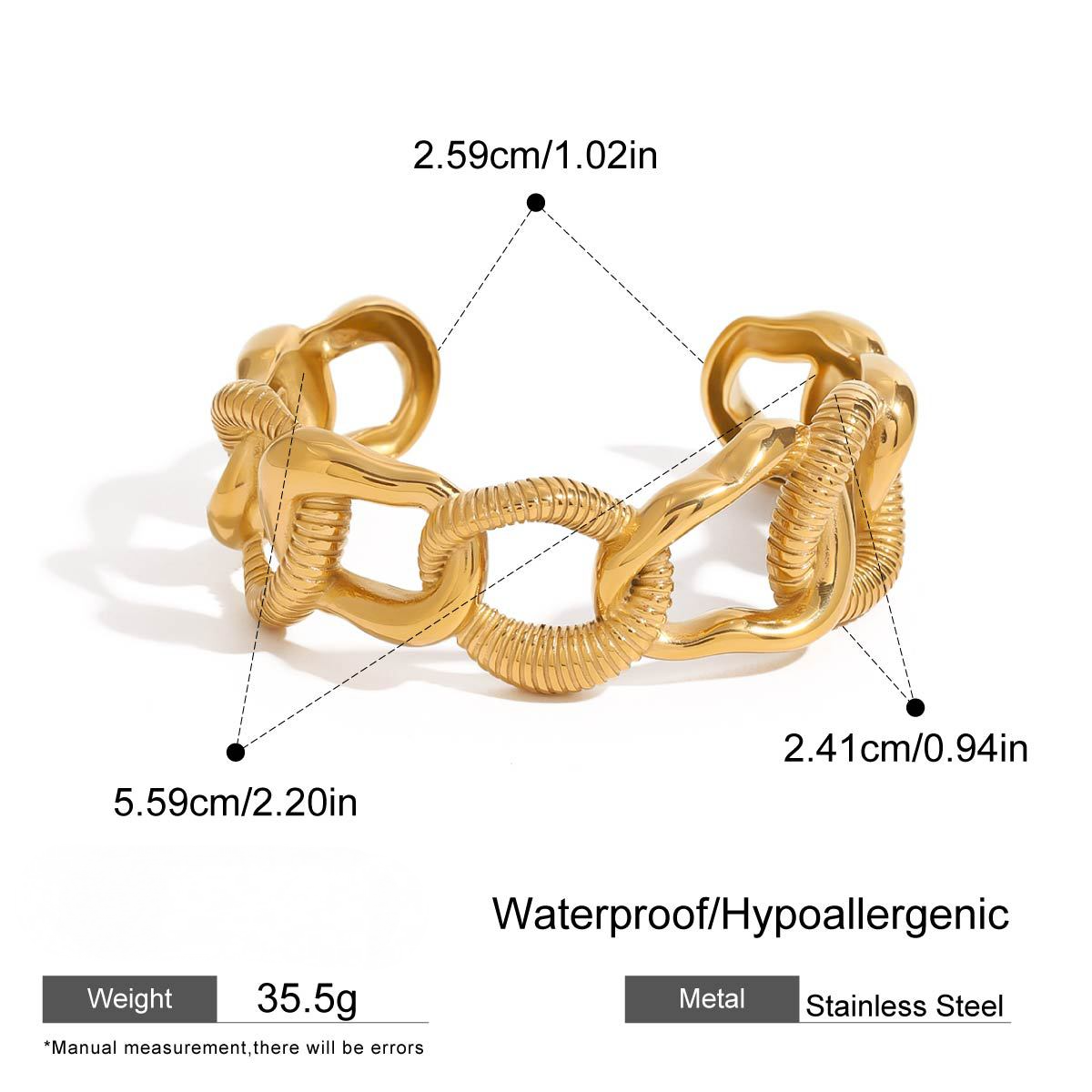 Stainless Steel Ring Splicing Cuff Bracelet