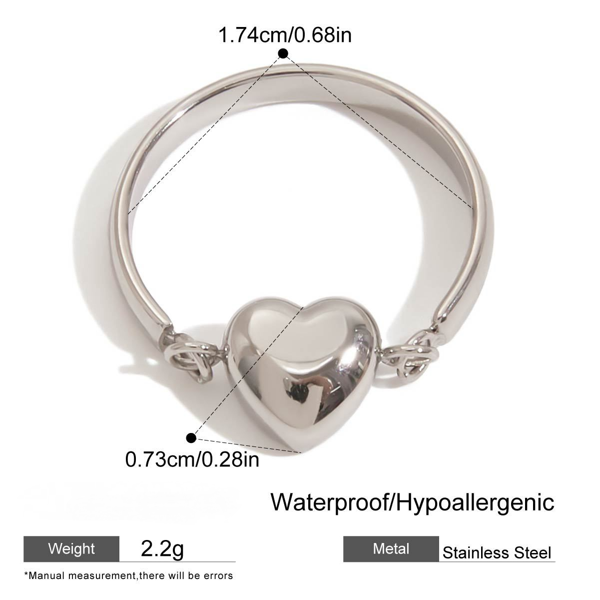 Stainless Steel Paperclip Cubic Zirconia Ring