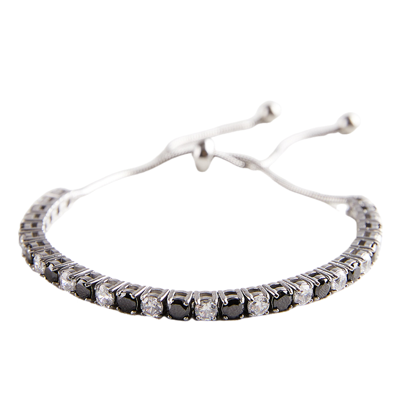 Stainless Steel 3MM Round Zircon Adjustable Tennis Bracelet
