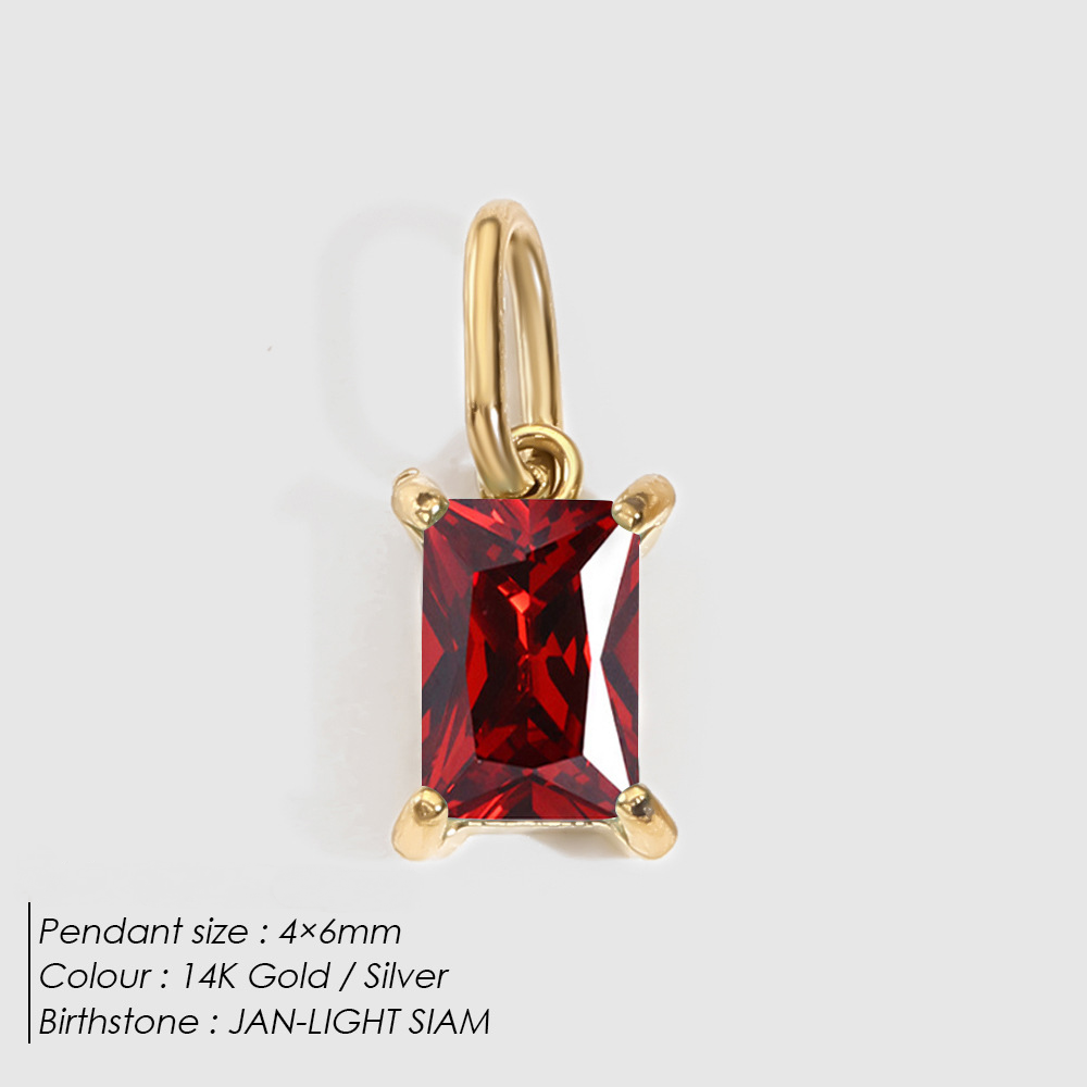 Stainless Steel Geometric Square Cubic Zirconia Necklace Pendant