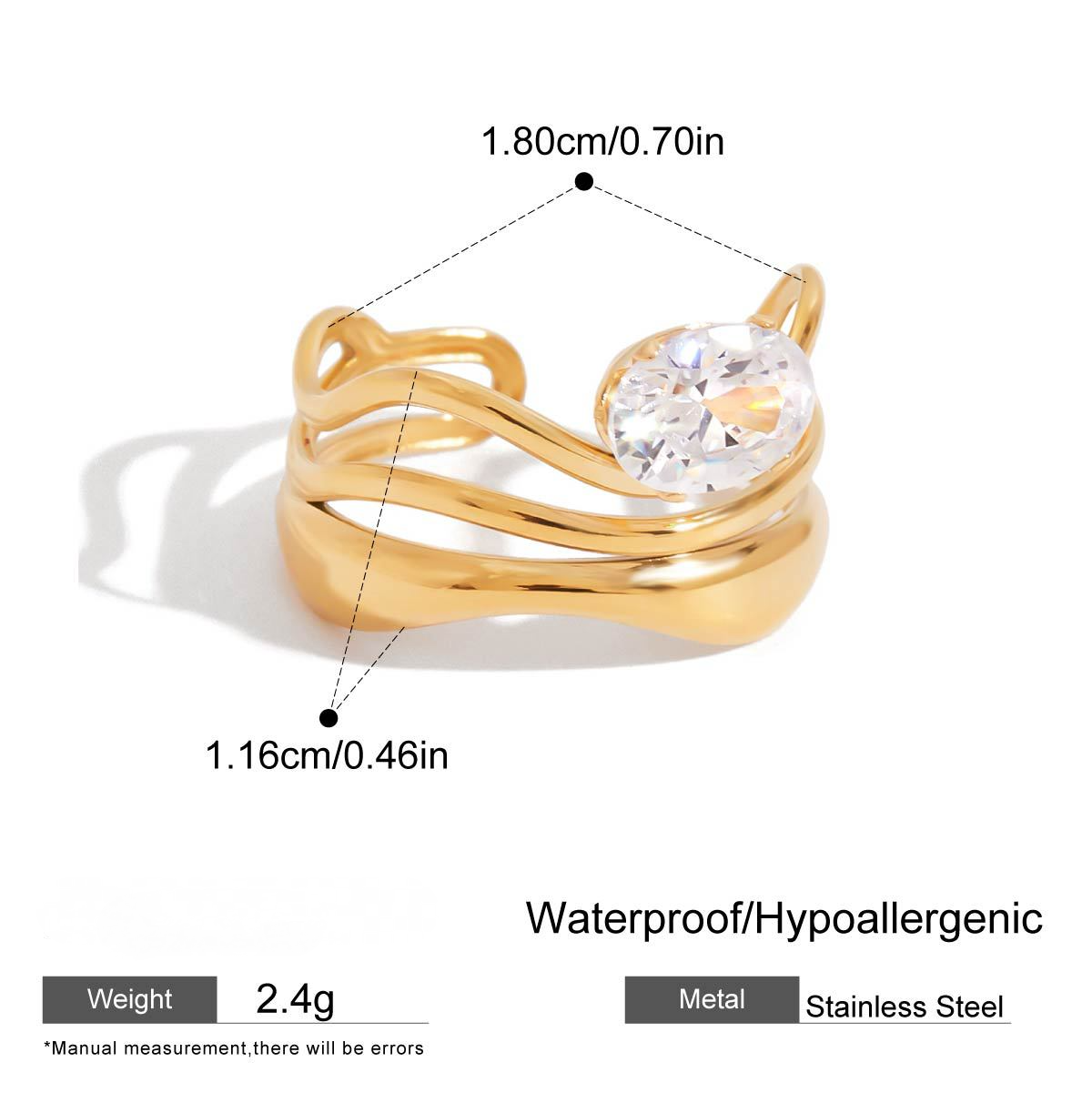 Stainless Steel Design Cubic Zirconia Ring Combination