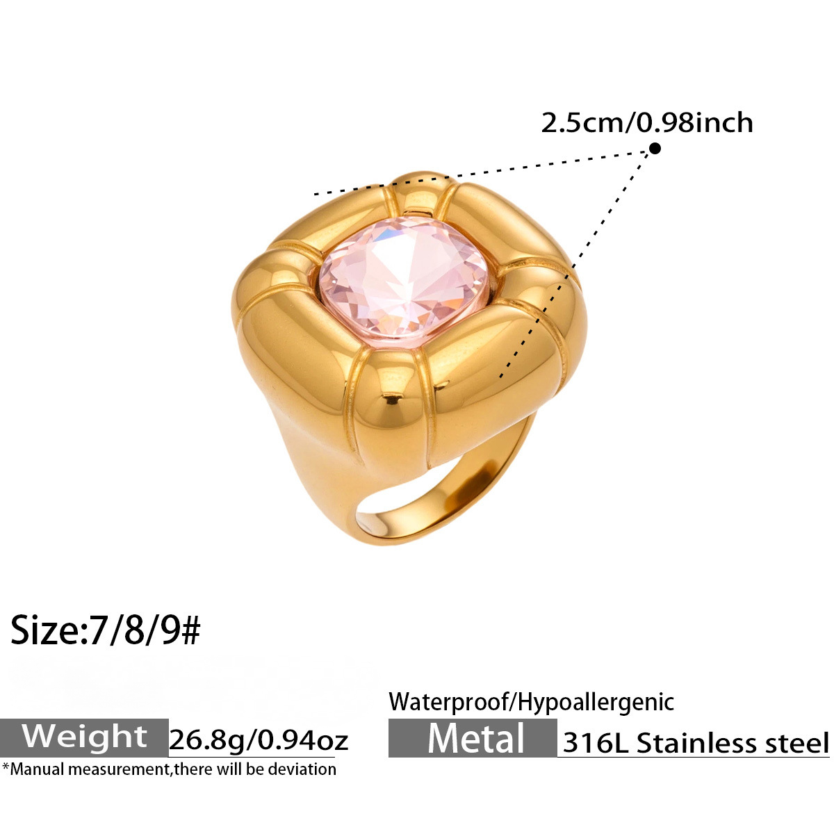 Stainless Steel Rainbow Glass Tiger's Eye Ring