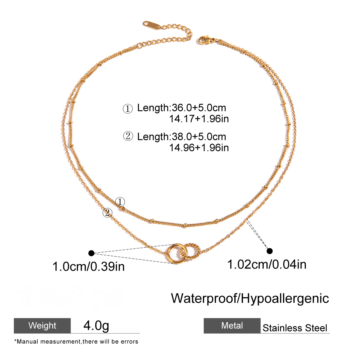 Stainless Steel U-shaped Horseshoe Snake Chain Necklace