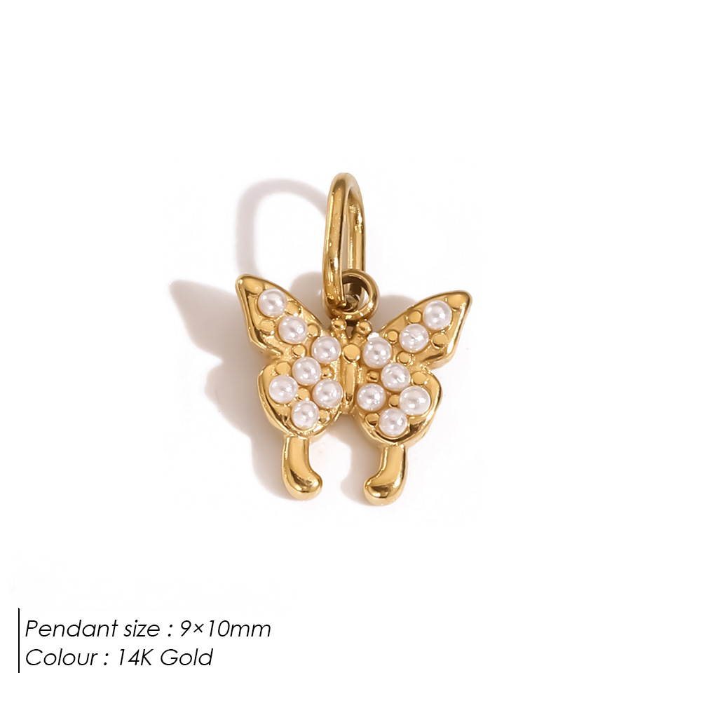 Stainless Steel 14K Gold PVD Butterfly Pendant