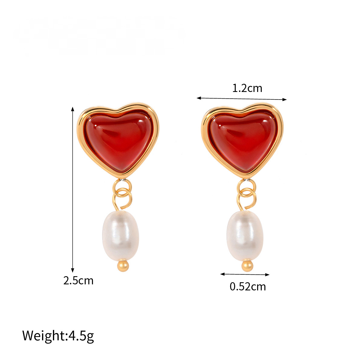Stainless Steel Red Agate Heart Necklace Bracelet Ring Earrings Jewelry Suit