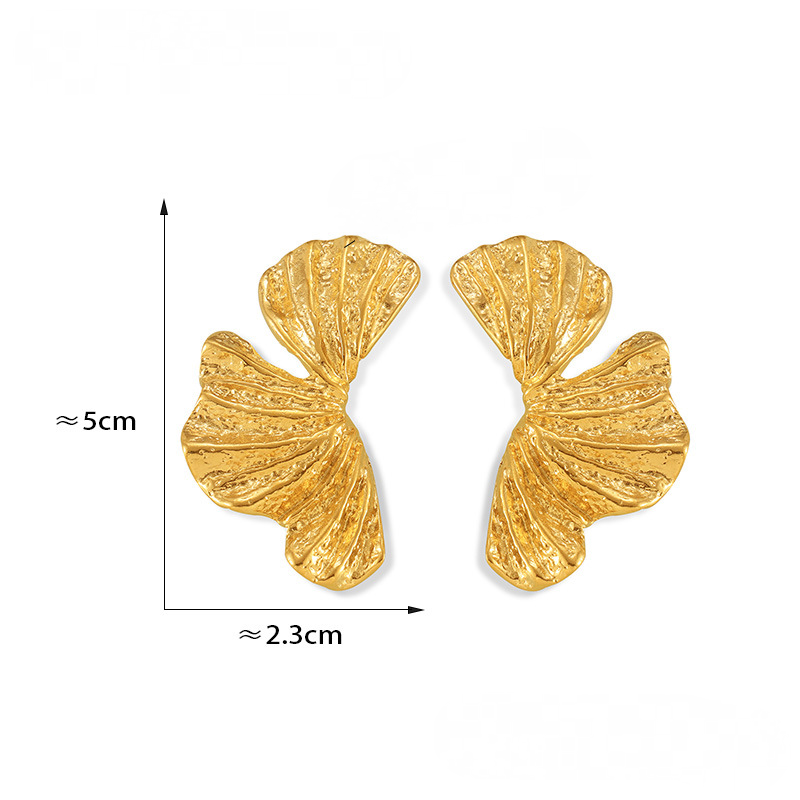 Layered Textured Petals Stainless Steel Stud Earrings