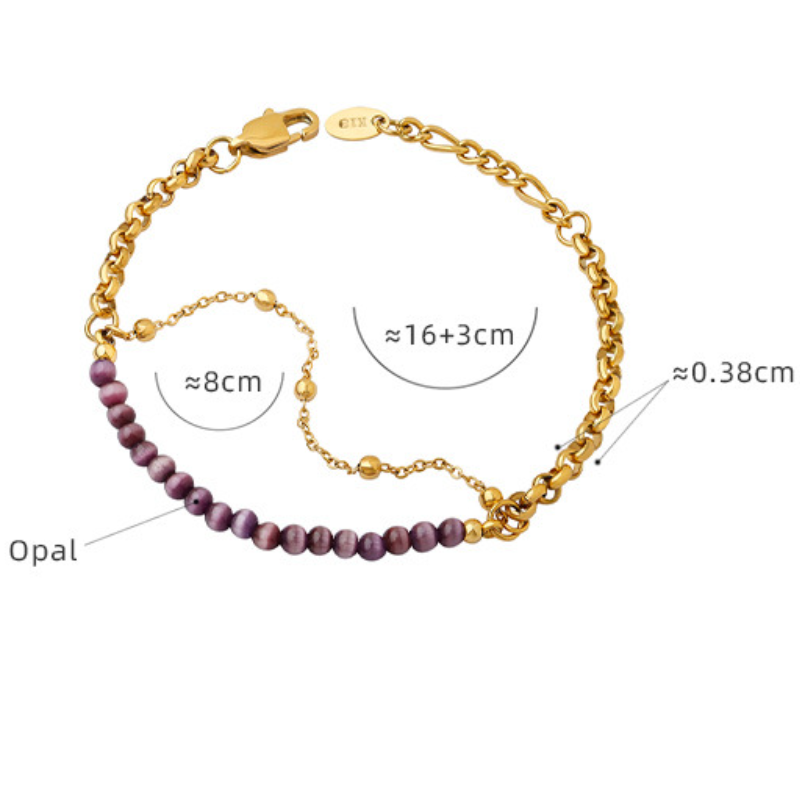 Stainless Steel Cat's Eye Stone Splicing Bracelet