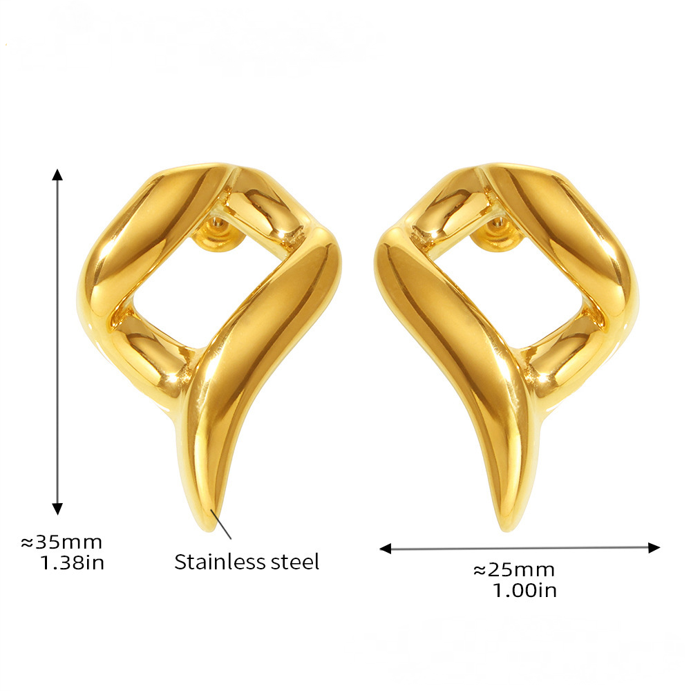 Stainless Steel Special Shaped Pendant Chunky Necklace Earrings Jewelry Suit