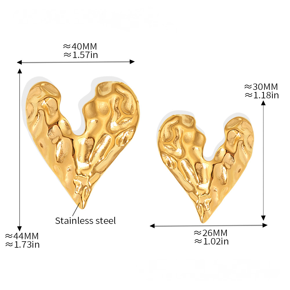 Irregular Texture Heart Shaped Necklace Earrings Jewelry Suit