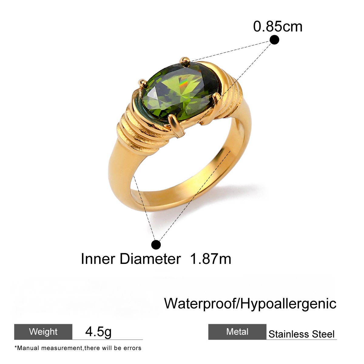 Stainless Steel Cubic Zirconia Pearl Ring