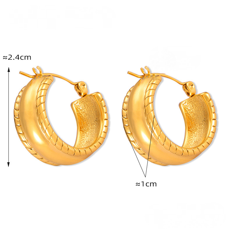 Stainless Steel Personalized Textured Polished Hoop Earrings