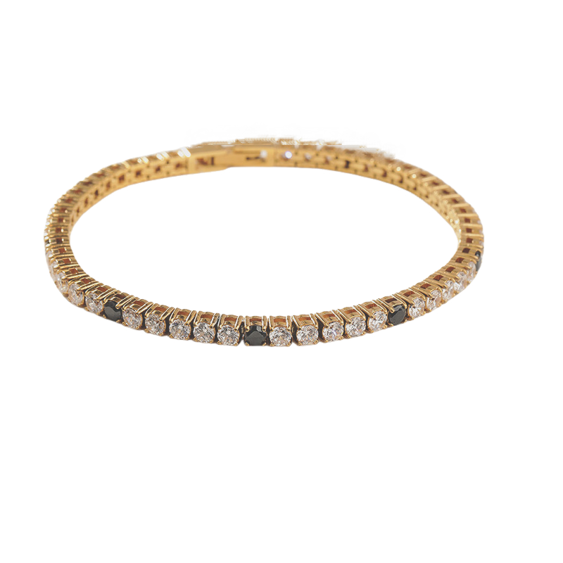 18K Gold PVD 3mm Inlaid Circular CZ Tennis Bracelet