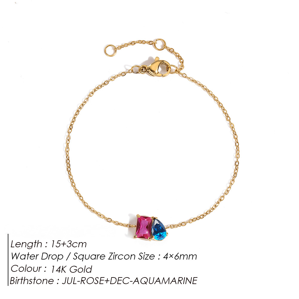 Stainless Steel Birthday Stone Bracelet