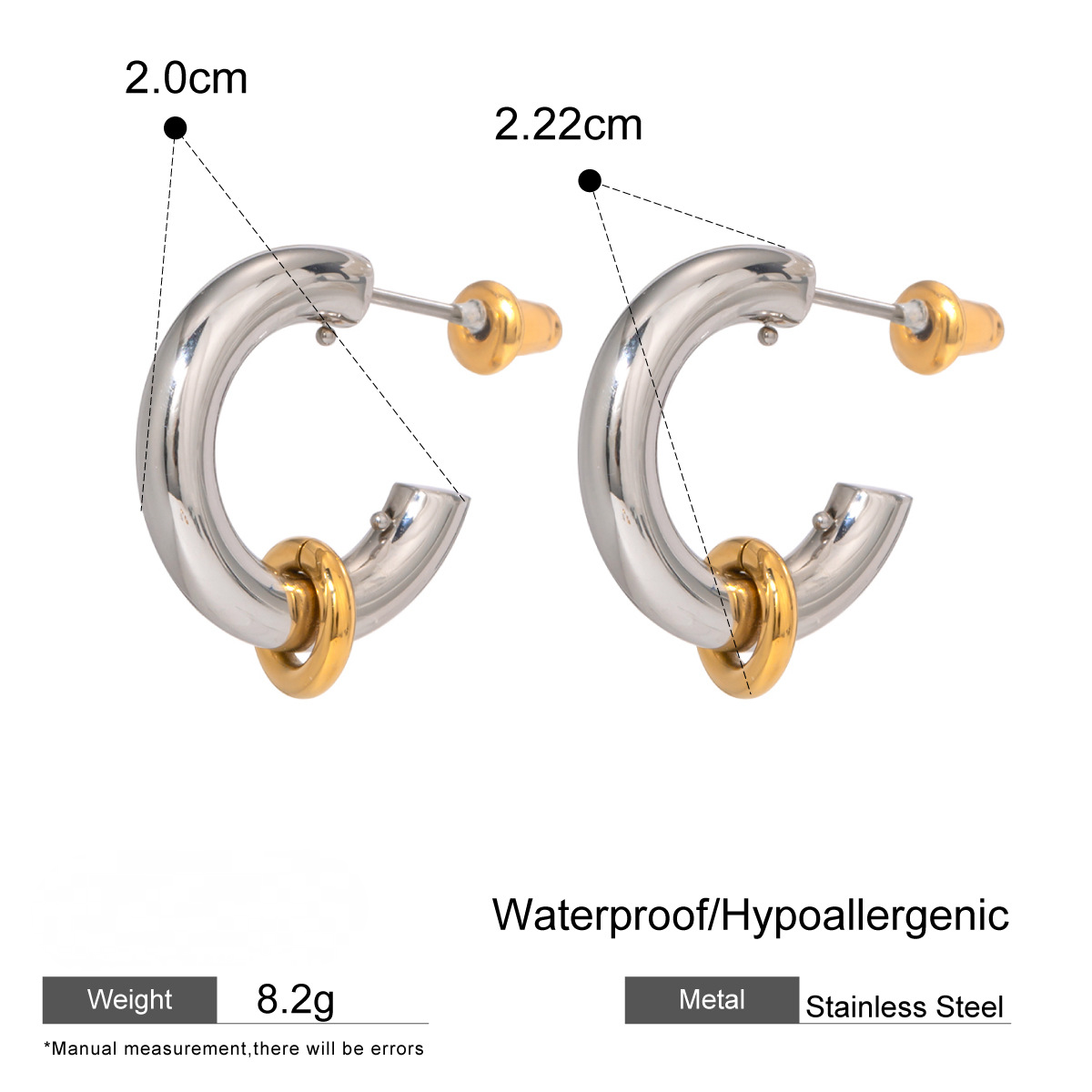 Stainless Steel C-shaped Stud Earrings