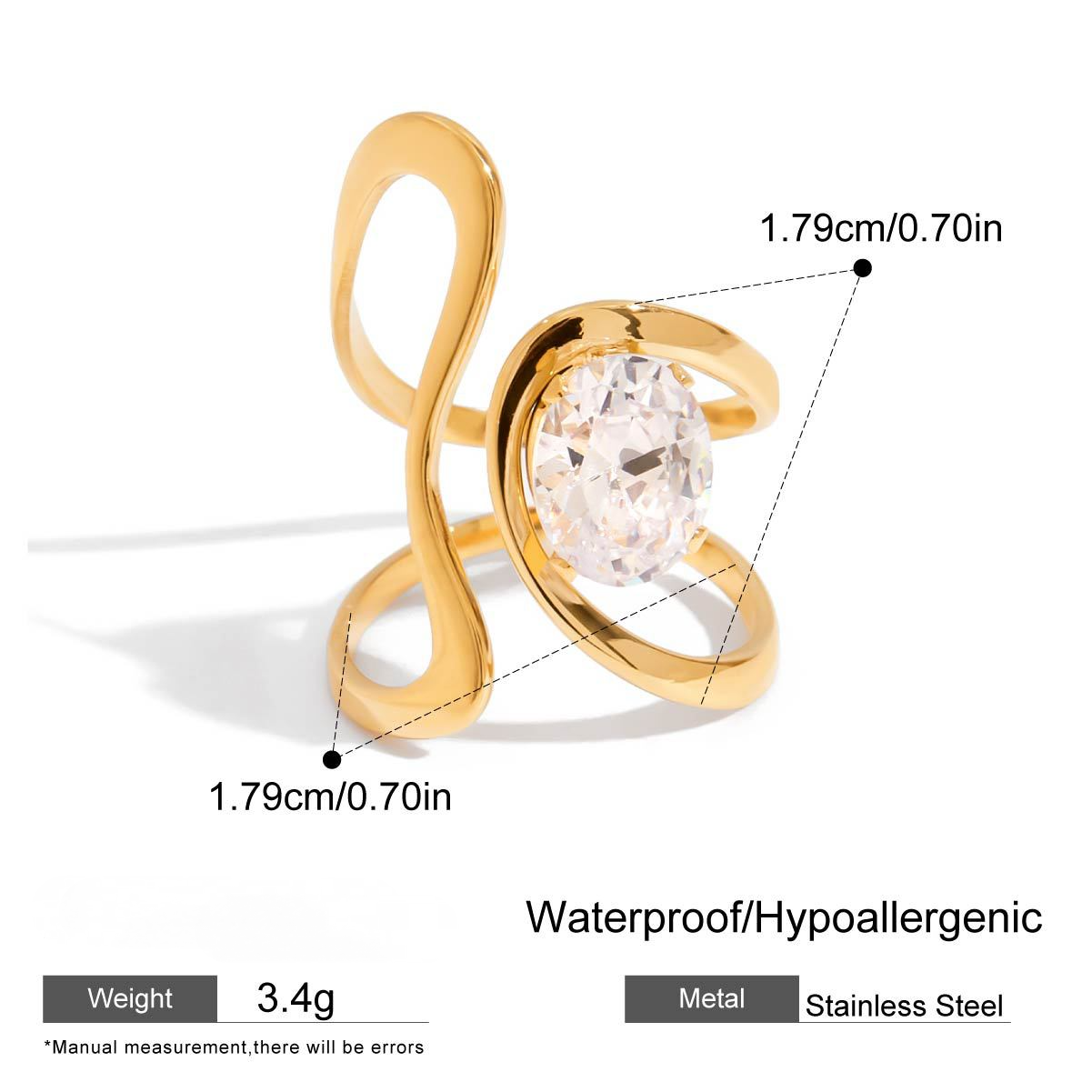 Stainless Steel Design Cubic Zirconia Ring Combination